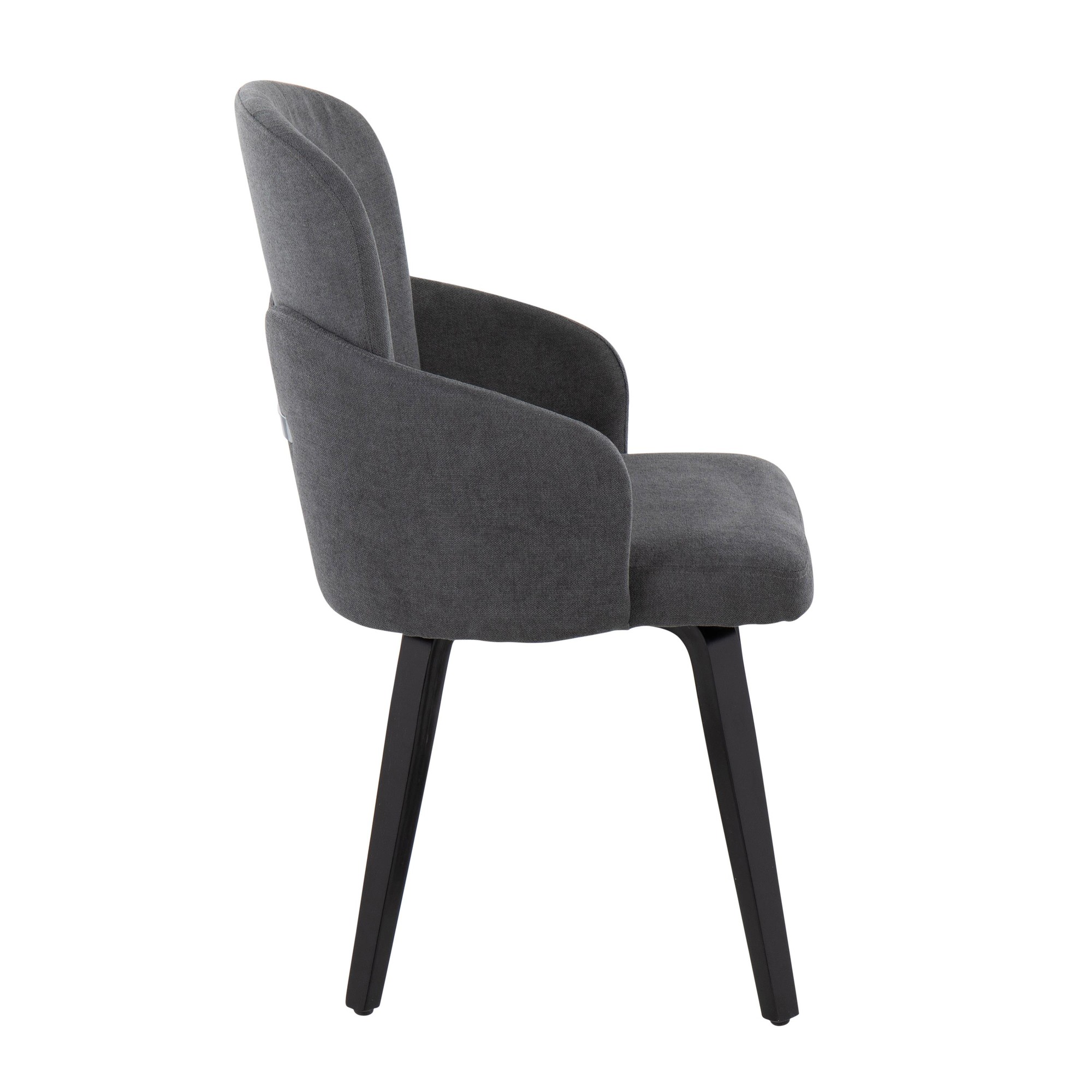 Dahlia Black Wood Grey Fabric Contemporary Dining Chairs (Set of 2) 5 Dahlia Black Wood Grey Fabric Contemporary Dining Chairs (Set of 2) - Image 5