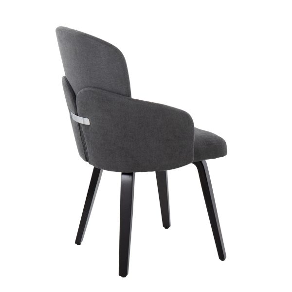 Dahlia Black Wood Grey Fabric Contemporary Dining Chairs Set of 2 5