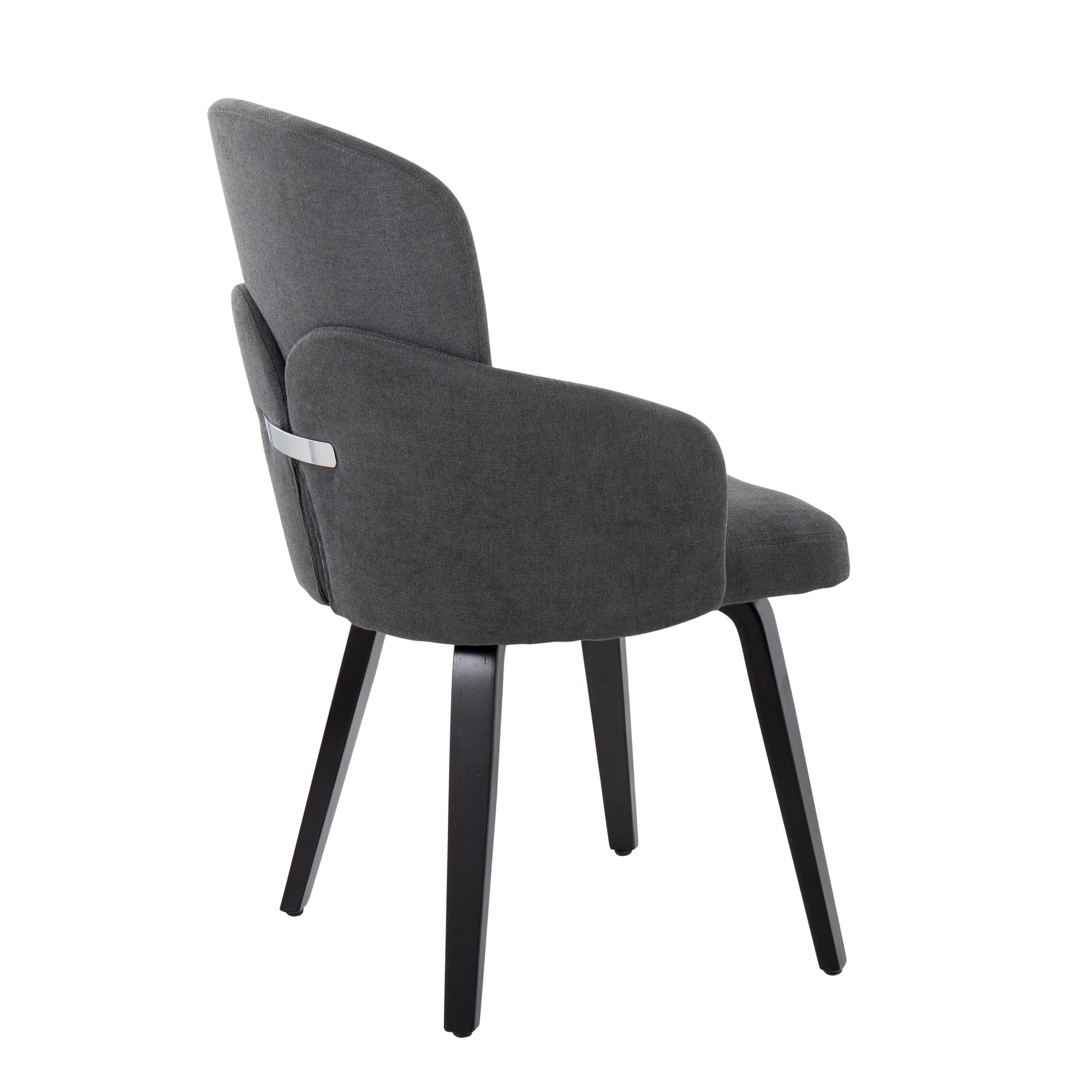 Dahlia Black Wood Grey Fabric Contemporary Dining Chairs (Set of 2) 6 Dahlia Black Wood Grey Fabric Contemporary Dining Chairs (Set of 2) - Image 6