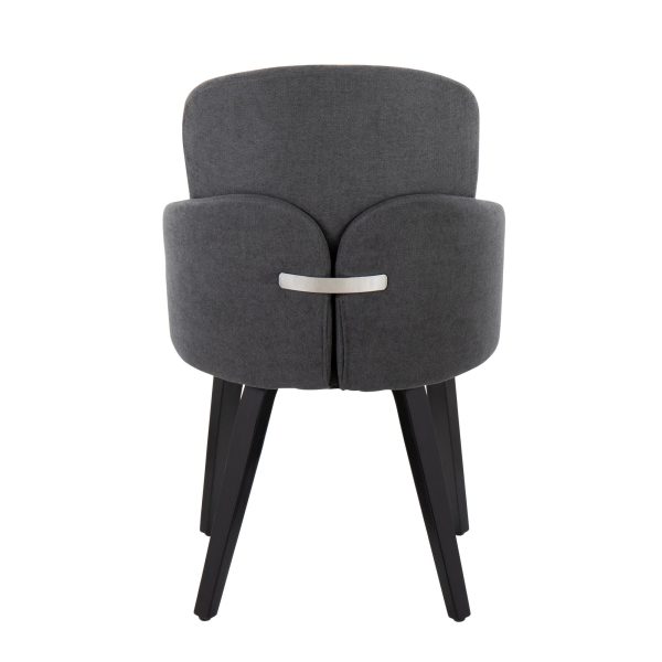 Dahlia Black Wood Grey Fabric Contemporary Dining Chairs Set of 2 6