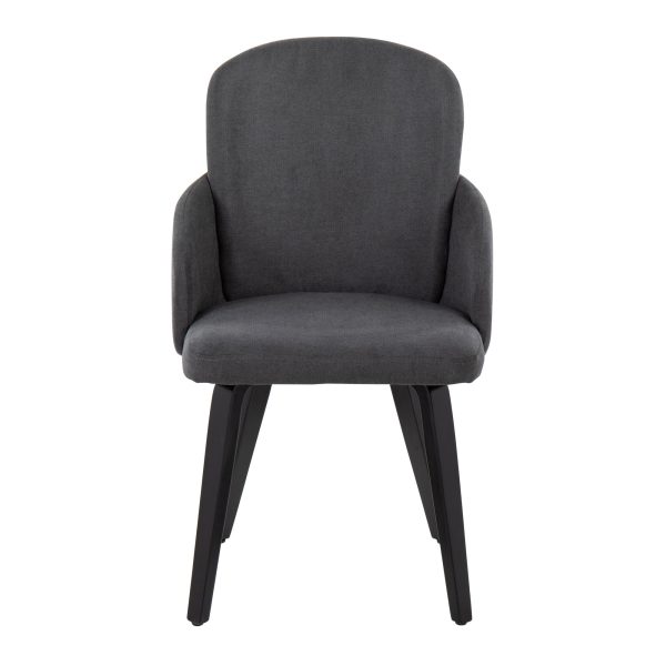 Dahlia Black Wood Grey Fabric Contemporary Dining Chairs Set of 2 7