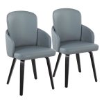 Dahlia Black Wood Grey Faux Leather Contemporary Dining Chairs (Set of 2) 9 Dahlia Black Wood Grey Faux Leather Contemporary Dining Chairs (Set of 2)