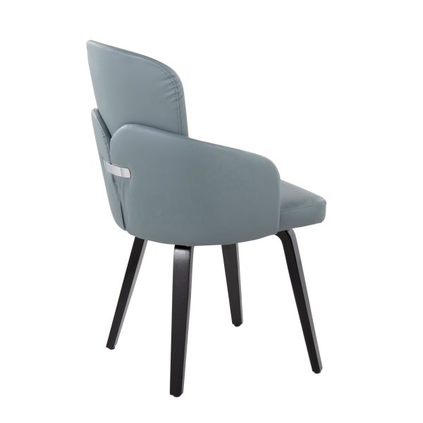 Dahlia Black Wood Grey Faux Leather Contemporary Dining Chairs Set of 2 3