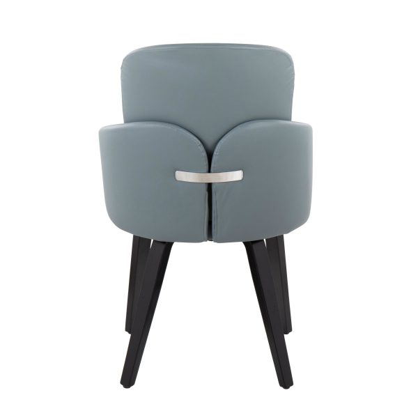 Dahlia Black Wood Grey Faux Leather Contemporary Dining Chairs Set of 2 4