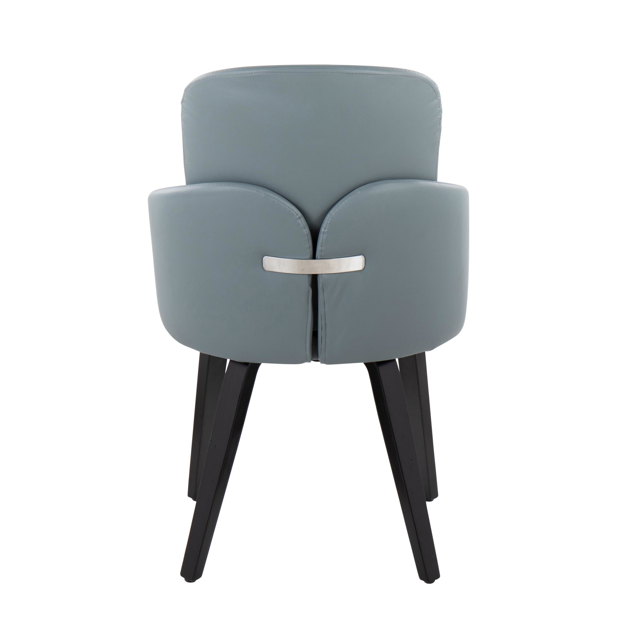 Dahlia Black Wood Grey Faux Leather Contemporary Dining Chairs (Set of 2) 5 Dahlia Black Wood Grey Faux Leather Contemporary Dining Chairs (Set of 2) - Image 5