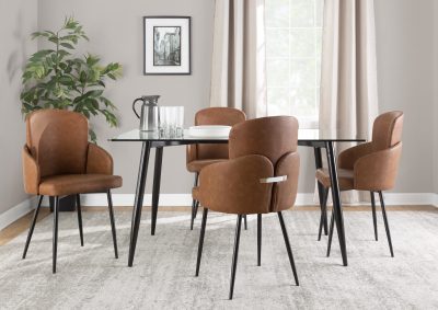 Dahlia Black and Camel Contemporary Dining Chairs (Set of 2)