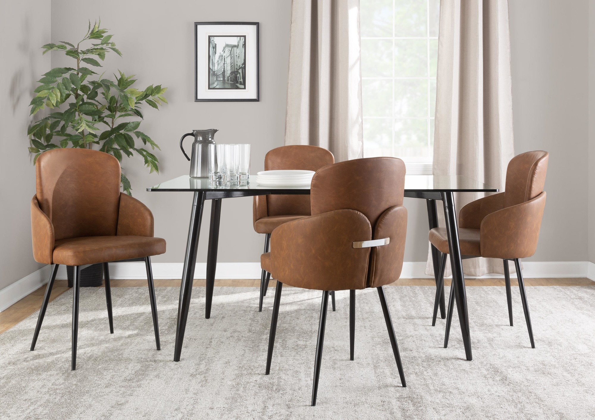 Dahlia Black and Camel Contemporary Dining Chairs (Set of 2) 1 Dahlia Black and Camel Contemporary Dining Chairs (Set of 2)