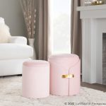 Dahlia Blush Velvet Contemporary Nesting Ottoman Set 10 Dahlia Blush Velvet Contemporary Nesting Ottoman Set