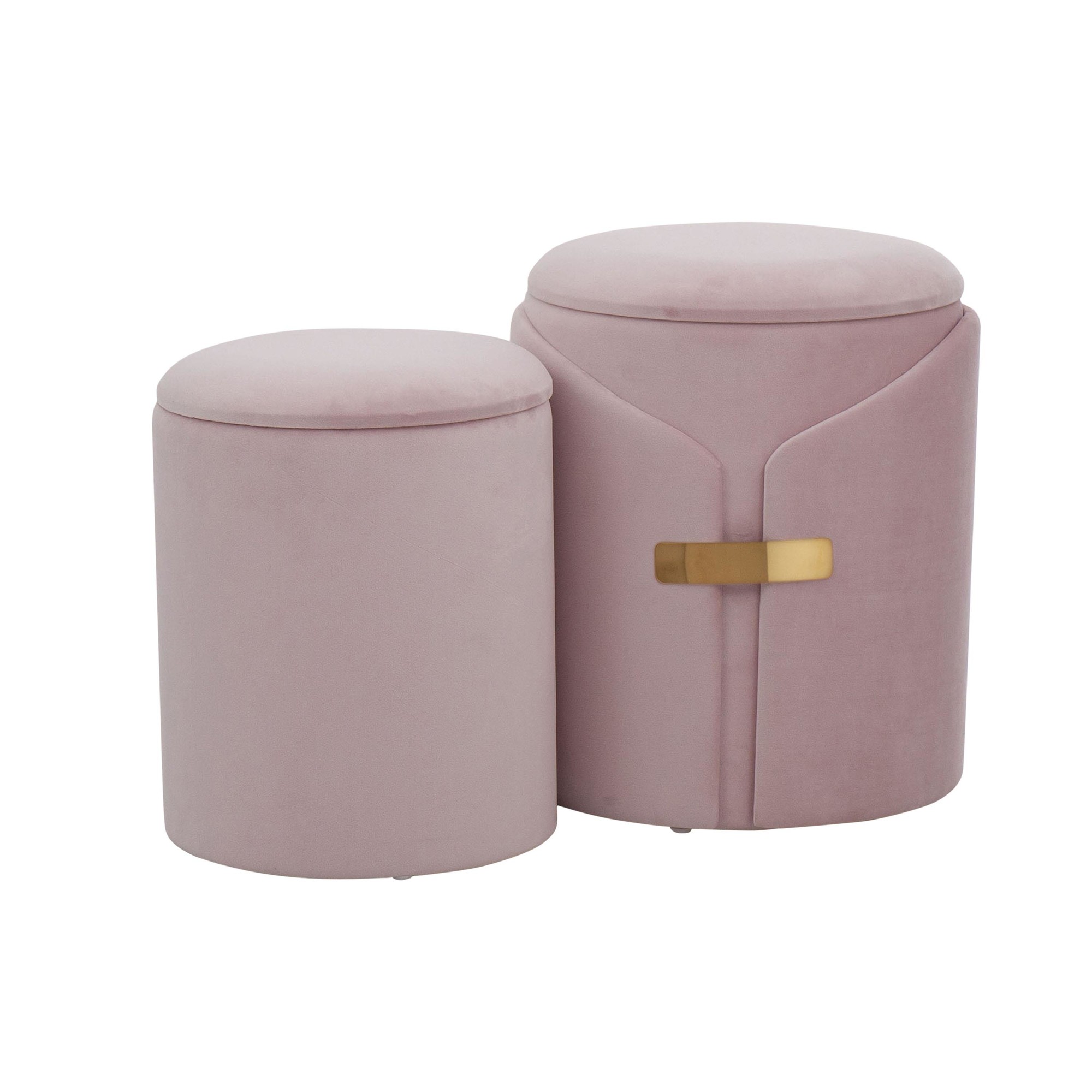 Dahlia Blush Velvet Contemporary Nesting Ottoman Set 3 Dahlia Blush Velvet Contemporary Nesting Ottoman Set - Image 3