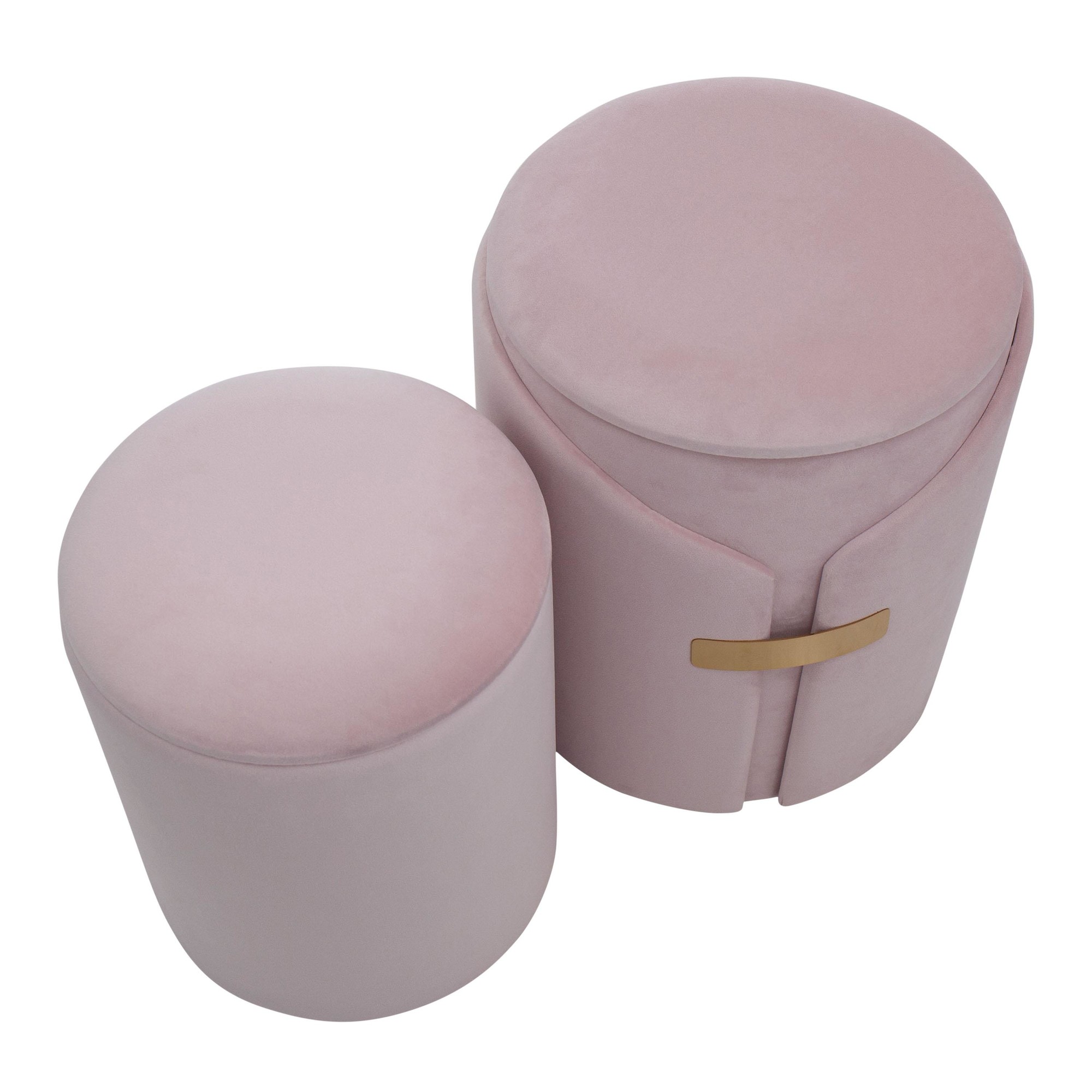 Dahlia Blush Velvet Contemporary Nesting Ottoman Set 4 Dahlia Blush Velvet Contemporary Nesting Ottoman Set - Image 4