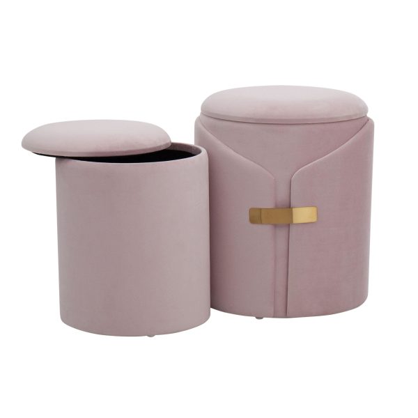 Dahlia Blush Velvet Contemporary Nesting Ottoman Set 4