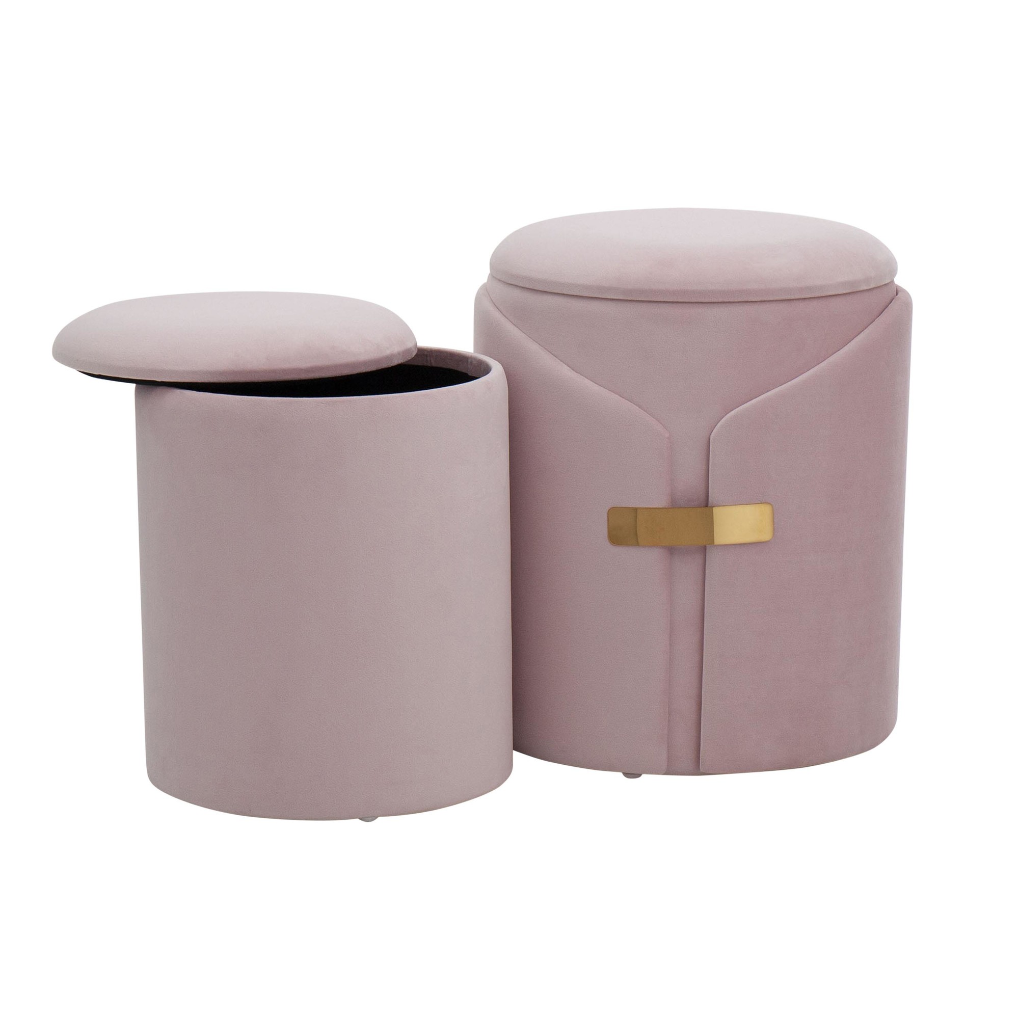 Dahlia Blush Velvet Contemporary Nesting Ottoman Set 5 Dahlia Blush Velvet Contemporary Nesting Ottoman Set - Image 5