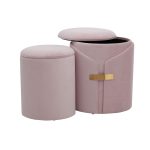 Dahlia Blush Velvet Contemporary Nesting Ottoman Set 15 Dahlia Blush Velvet Contemporary Nesting Ottoman Set