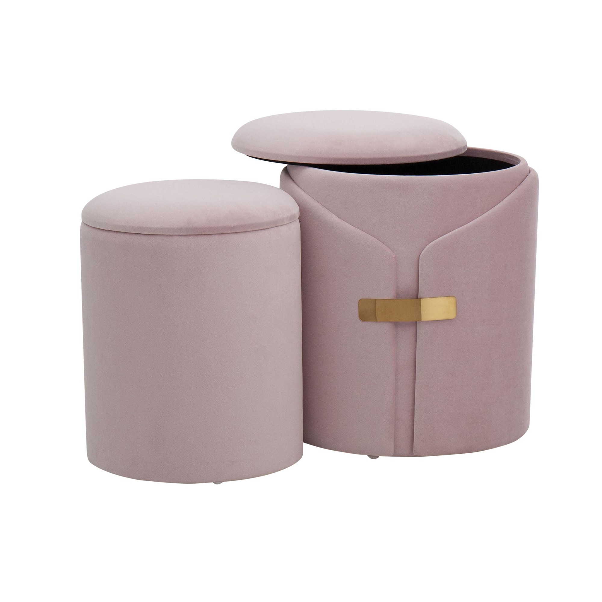 Dahlia Blush Velvet Contemporary Nesting Ottoman Set 6 Dahlia Blush Velvet Contemporary Nesting Ottoman Set - Image 6
