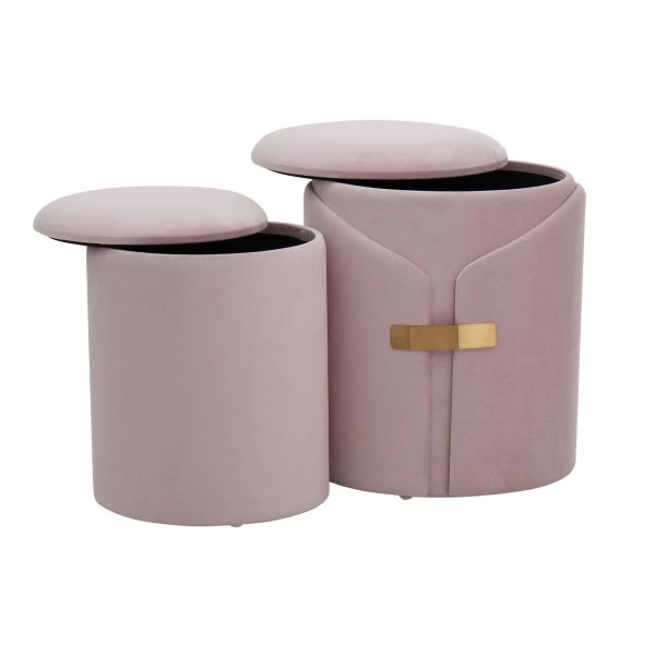 Dahlia Blush Velvet Contemporary Nesting Ottoman Set 6