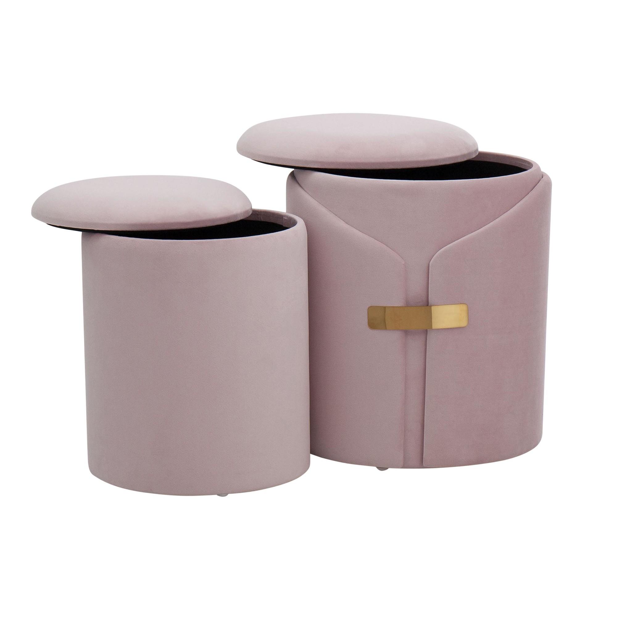 Dahlia Blush Velvet Contemporary Nesting Ottoman Set 7 Dahlia Blush Velvet Contemporary Nesting Ottoman Set - Image 7
