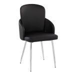 Dahlia Contemporary Black Faux Leather Chrome Dining Chairs (Set of 2)