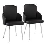 Dahlia Contemporary Black Faux Leather Chrome Dining Chairs (Set of 2)