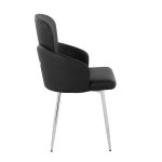 Dahlia Contemporary Black Faux Leather Chrome Dining Chairs (Set of 2)