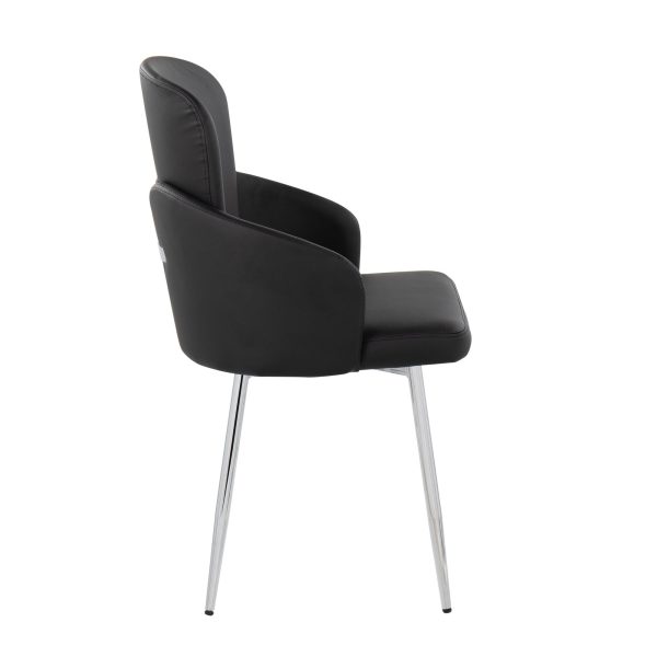 Dahlia Contemporary Black Faux Leather Chrome Dining Chairs Set of 2 2