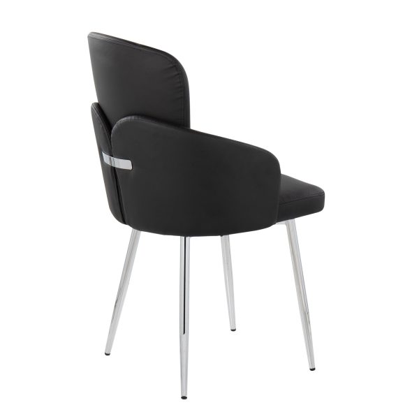 Dahlia Contemporary Black Faux Leather Chrome Dining Chairs Set of 2 3