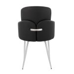 Dahlia Contemporary Black Faux Leather Chrome Dining Chairs (Set of 2)