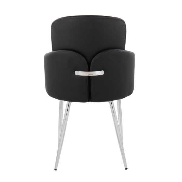 Dahlia Contemporary Black Faux Leather Chrome Dining Chairs Set of 2 4
