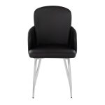 Dahlia Contemporary Black Faux Leather Chrome Dining Chairs (Set of 2)