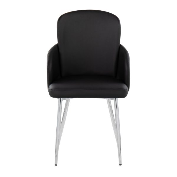 Dahlia Contemporary Black Faux Leather Chrome Dining Chairs Set of 2 5