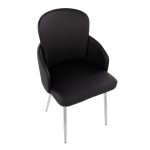 Dahlia Contemporary Black Faux Leather Chrome Dining Chairs (Set of 2)