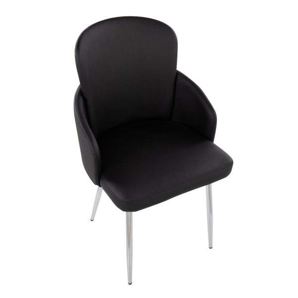 Dahlia Contemporary Black Faux Leather Chrome Dining Chairs Set of 2 6