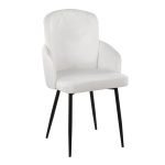 Dahlia Contemporary Black Metal Cream Velvet Dining Chairs (Set of 2)