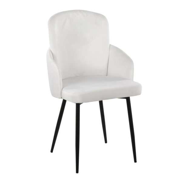 Dahlia Contemporary Black Metal Cream Velvet Dining Chairs Set of 2 1