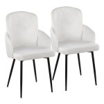 Dahlia Contemporary Black Metal Cream Velvet Dining Chairs (Set of 2)