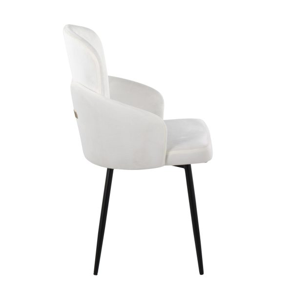 Dahlia Contemporary Black Metal Cream Velvet Dining Chairs Set of 2 2