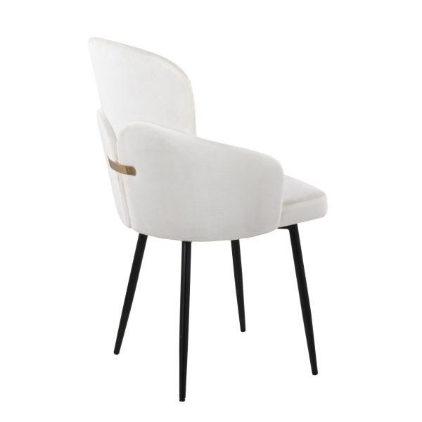 Dahlia Contemporary Black Metal Cream Velvet Dining Chairs Set of 2 3