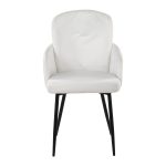 Dahlia Contemporary Black Metal Cream Velvet Dining Chairs (Set of 2)