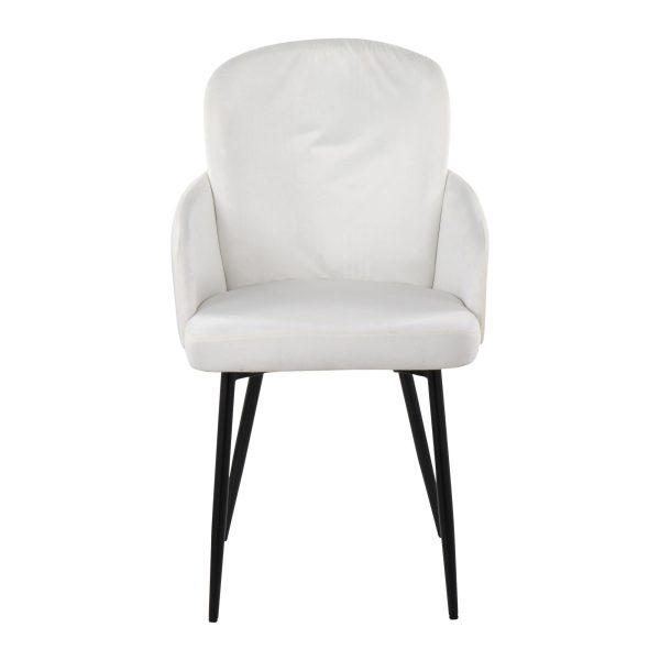 Dahlia Contemporary Black Metal Cream Velvet Dining Chairs Set of 2 5