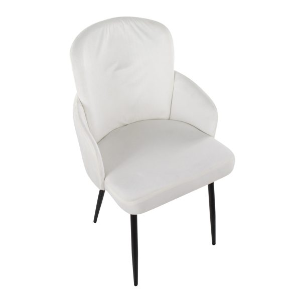 Dahlia Contemporary Black Metal Cream Velvet Dining Chairs Set of 2 6