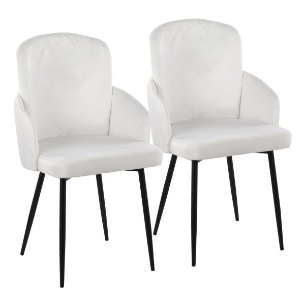 Dahlia Contemporary Black Metal Cream Velvet Dining Chairs Set of 2