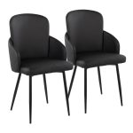 Dahlia Contemporary Black Metal Dining Chairs with Faux Leather and Chrome Accents (Set of 2) (Set of 2) 12 Dahlia Contemporary Black Metal Dining Chairs with Faux Leather and Chrome Accents (Set of 2) (Set of 2)