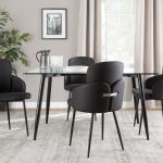 Dahlia Contemporary Black Metal Dining Chairs with Faux Leather and Chrome Accents (Set of 2) (Set of 2) 11 Dahlia Contemporary Black Metal Dining Chairs with Faux Leather and Chrome Accents (Set of 2) (Set of 2)