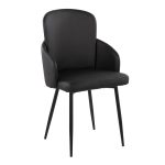 Dahlia Contemporary Black Metal Dining Chairs with Faux Leather and Chrome Accents (Set of 2) (Set of 2) 13 Dahlia Contemporary Black Metal Dining Chairs with Faux Leather and Chrome Accents (Set of 2) (Set of 2)