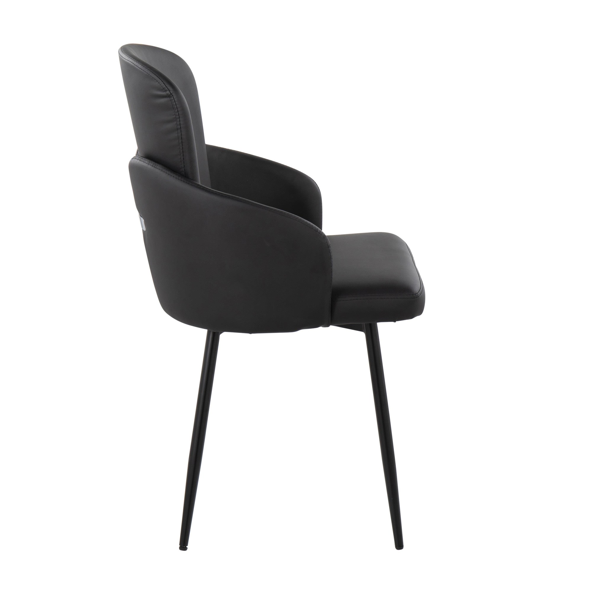 Dahlia Contemporary Black Metal Dining Chairs with Faux Leather and Chrome Accents (Set of 2) (Set of 2) 4 Dahlia Contemporary Black Metal Dining Chairs with Faux Leather and Chrome Accents (Set of 2) (Set of 2) - Image 4