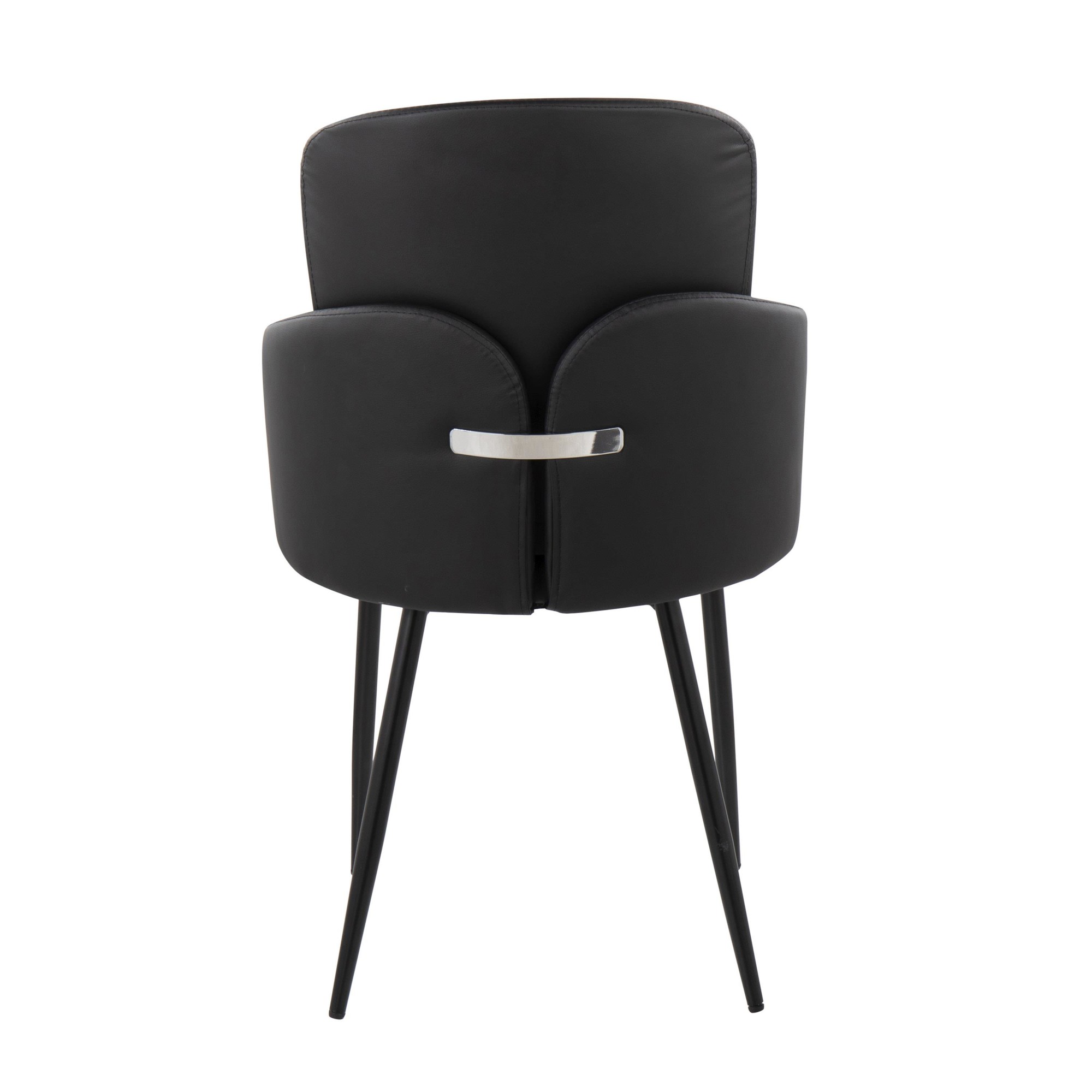 Dahlia Contemporary Black Metal Dining Chairs with Faux Leather and Chrome Accents (Set of 2) (Set of 2) 6 Dahlia Contemporary Black Metal Dining Chairs with Faux Leather and Chrome Accents (Set of 2) (Set of 2) - Image 6