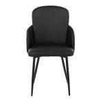 Dahlia Contemporary Black Metal Dining Chairs with Faux Leather and Chrome Accents (Set of 2) (Set of 2) 17 Dahlia Contemporary Black Metal Dining Chairs with Faux Leather and Chrome Accents (Set of 2) (Set of 2)