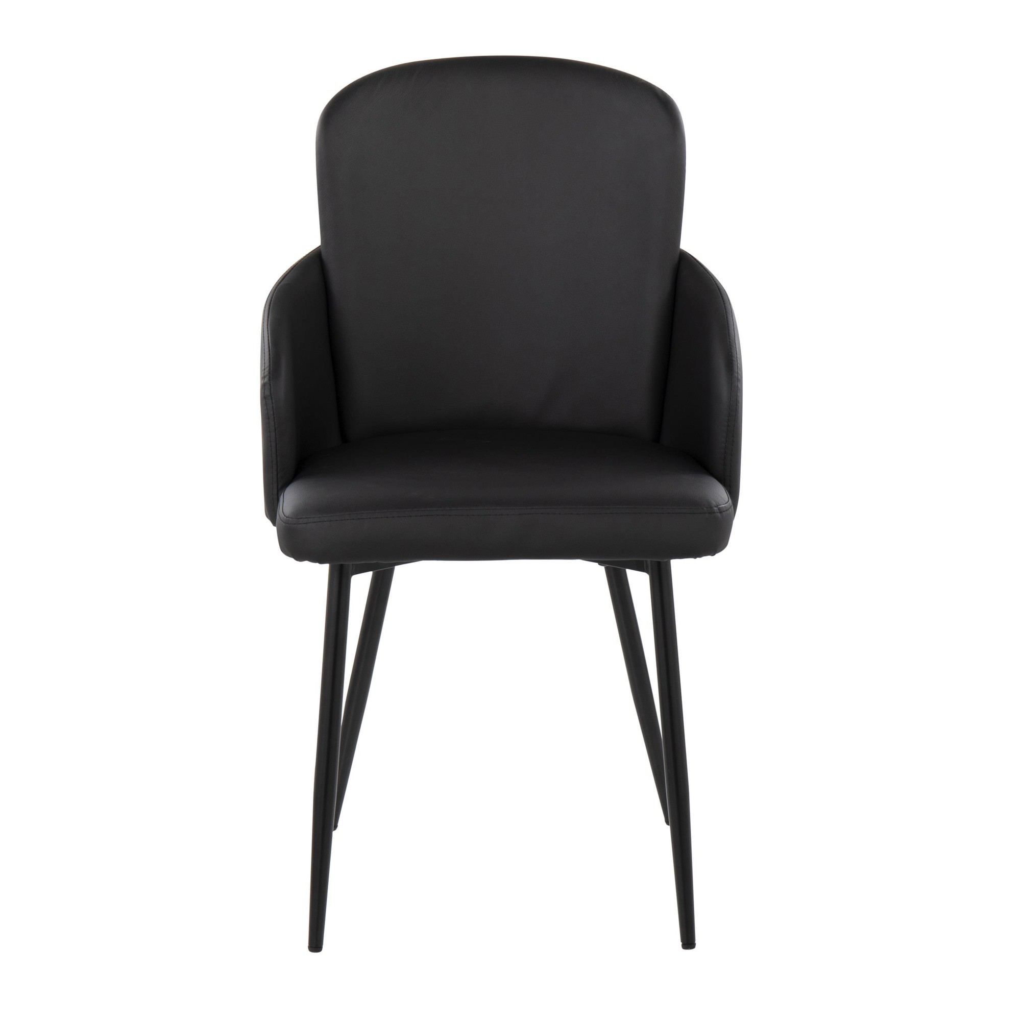 Dahlia Contemporary Black Metal Dining Chairs with Faux Leather and Chrome Accents (Set of 2) (Set of 2) 7 Dahlia Contemporary Black Metal Dining Chairs with Faux Leather and Chrome Accents (Set of 2) (Set of 2) - Image 7