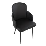 Dahlia Contemporary Black Metal Dining Chairs with Faux Leather and Chrome Accents (Set of 2) (Set of 2) 18 Dahlia Contemporary Black Metal Dining Chairs with Faux Leather and Chrome Accents (Set of 2) (Set of 2)