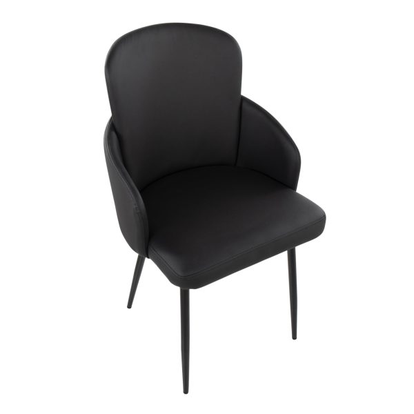 Dahlia Contemporary Black Metal Dining Chairs with Faux Leather and Chrome Accents Set of 2 Set of 2 7