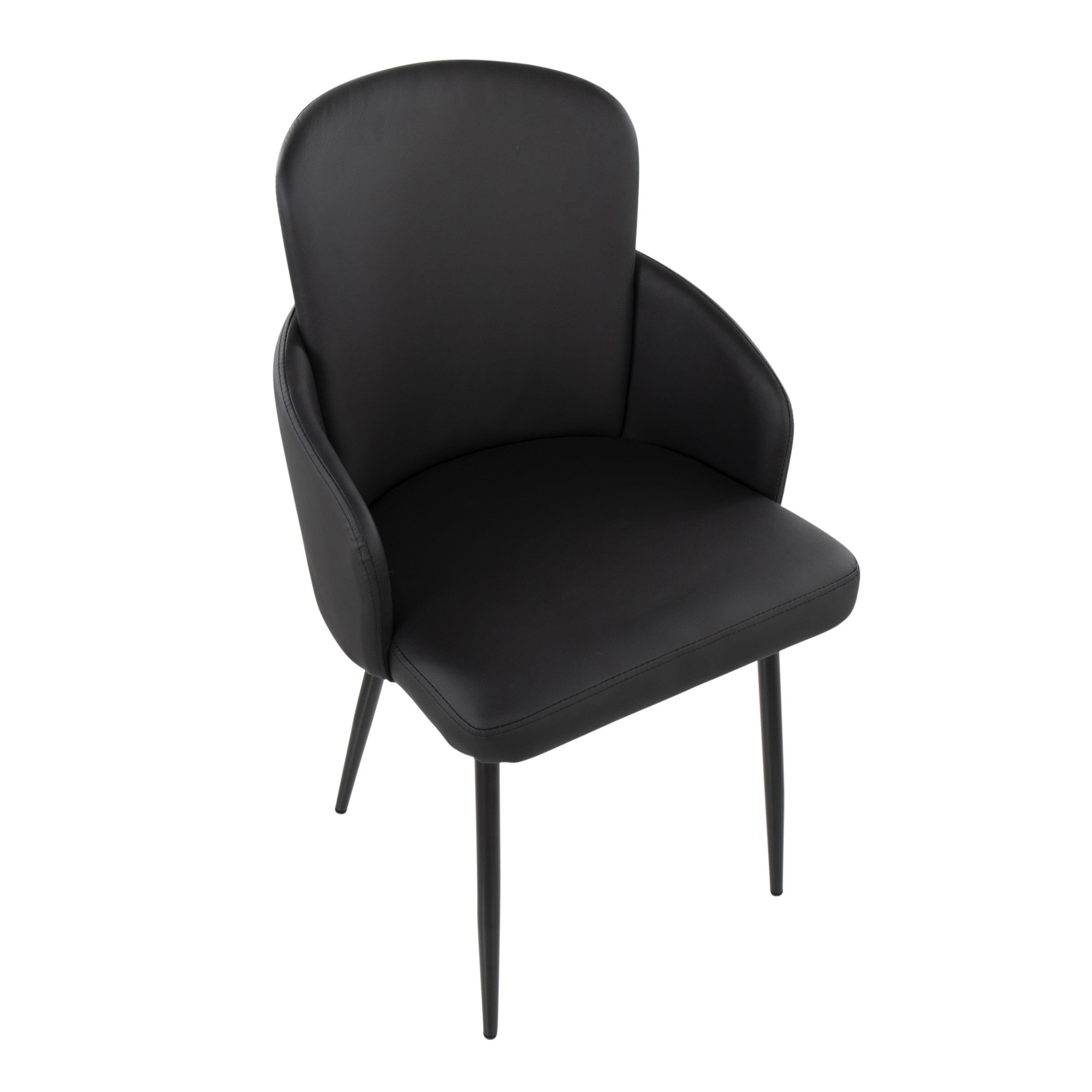 Dahlia Contemporary Black Metal Dining Chairs with Faux Leather and Chrome Accents (Set of 2) (Set of 2) 8 Dahlia Contemporary Black Metal Dining Chairs with Faux Leather and Chrome Accents (Set of 2) (Set of 2) - Image 8